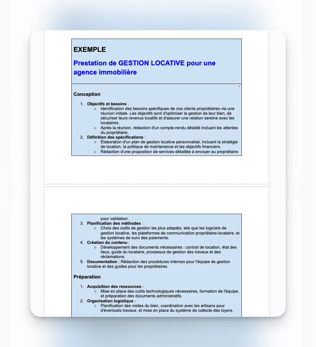 Exemple détaillé d’une prestation de gestion locative : conception et préparation