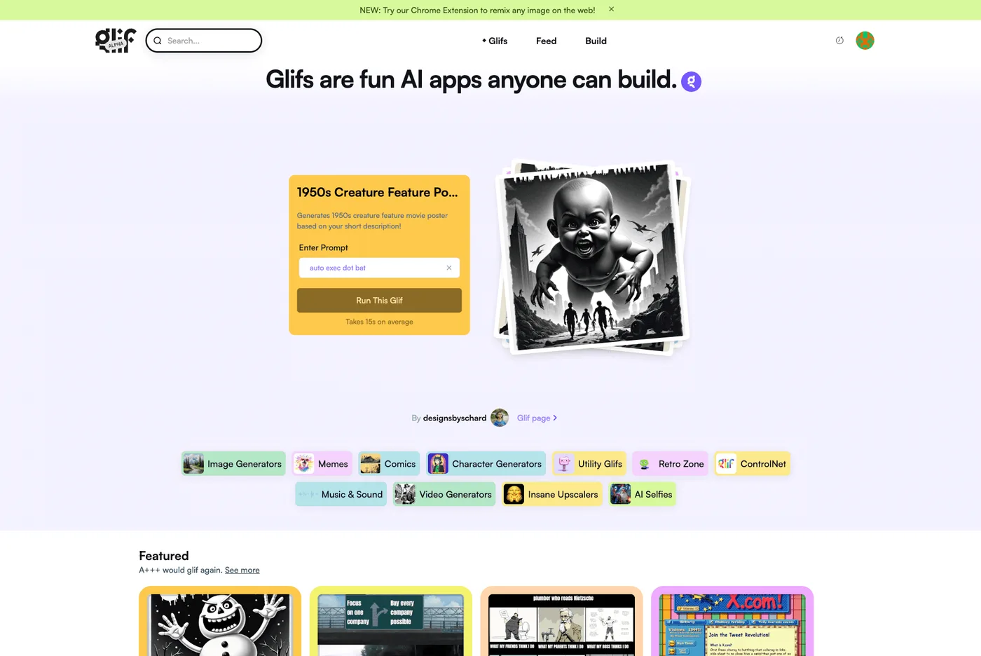 Interface de l'outil Glif