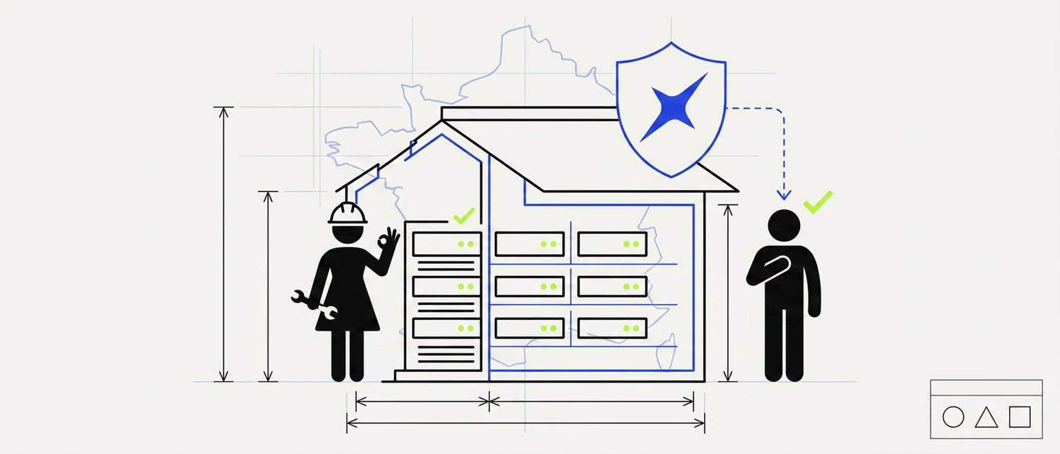 Illustration : coupe technique d’un datacenter français protégé